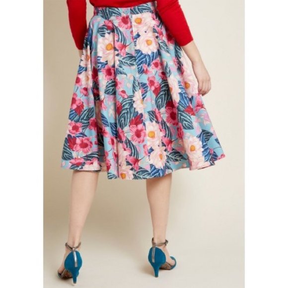 NWT Hell Bunny Nostalgic Awe A-Line Skirt Tropical - Picture 2 of 8